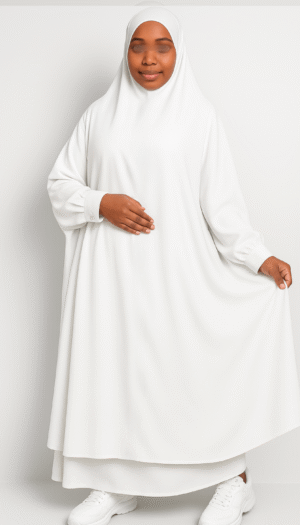 Jilbab 2 pièces gris clair