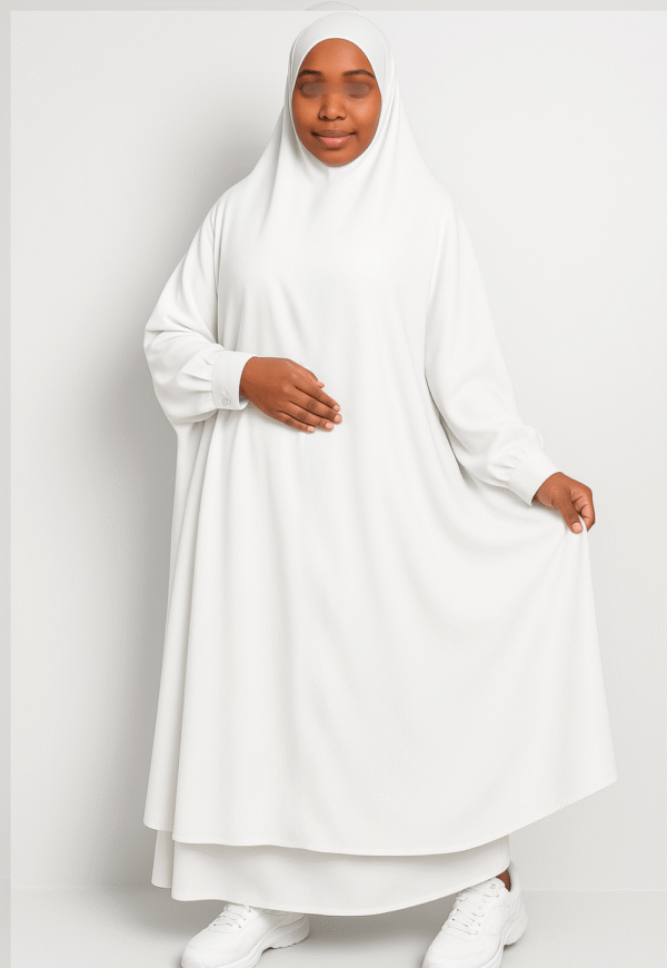 Jilbab 2 pièces gris clair