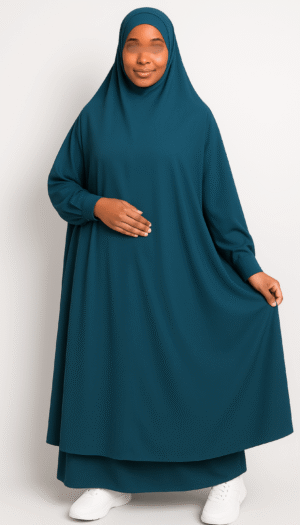 Jilbab 2 pièces vert canard