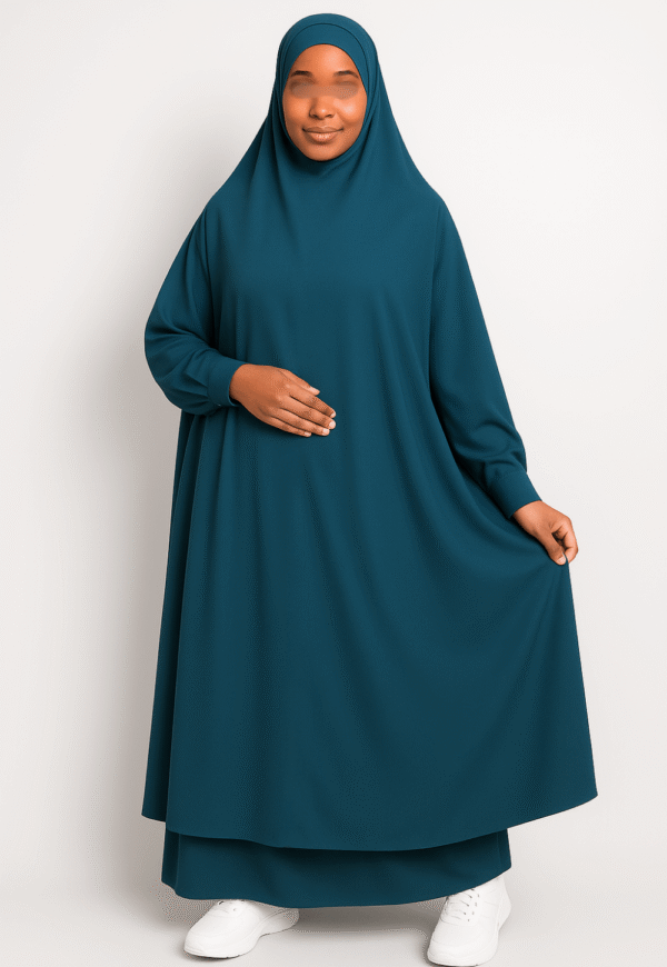 Jilbab 2 pièces vert canard