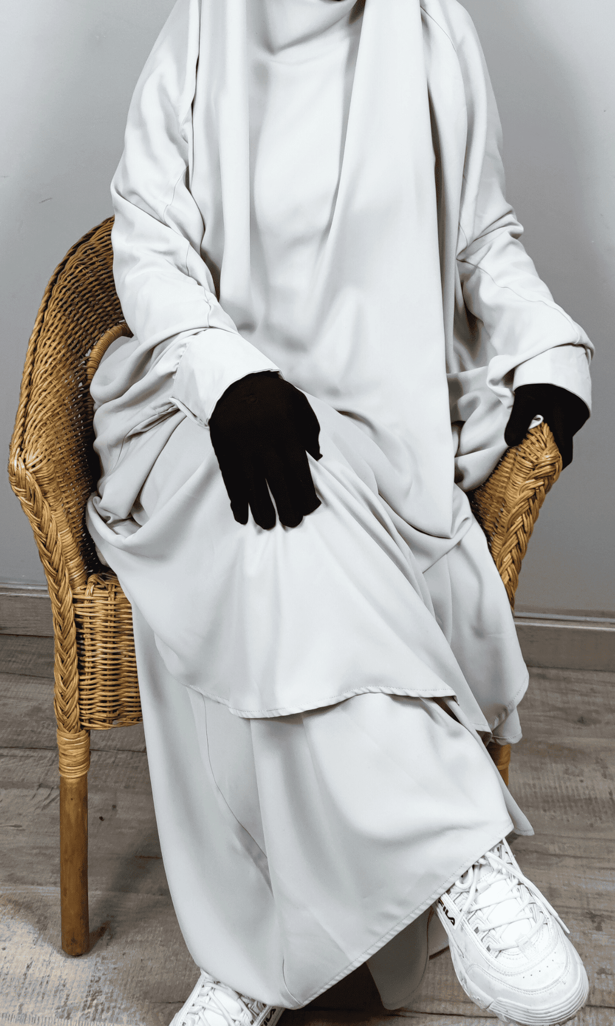 Jilbab deux pièces gris clair