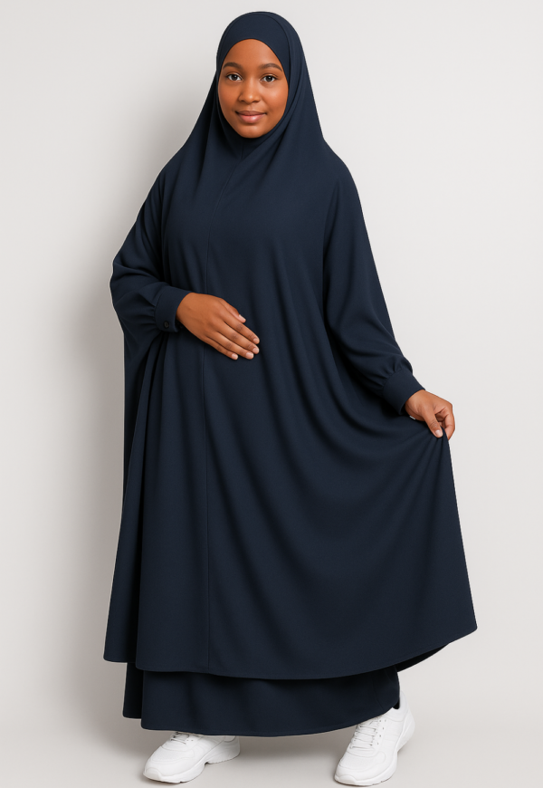 jilbab 2 pièces gris foncé