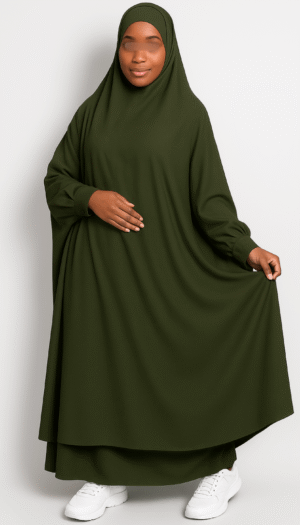 jilbab 2 pièces kaki