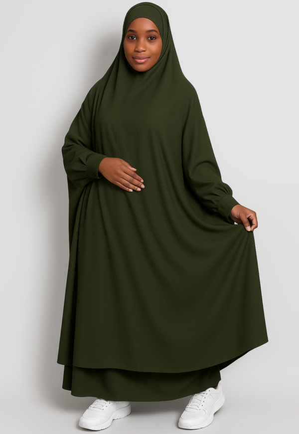jilbab 2 pièces kaki