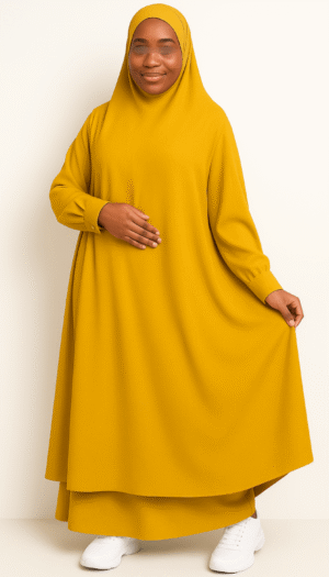 jilbab 2 pièces moutarde