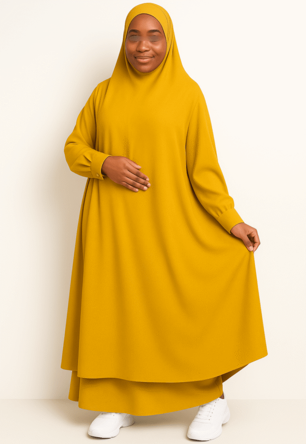 jilbab 2 pièces moutarde