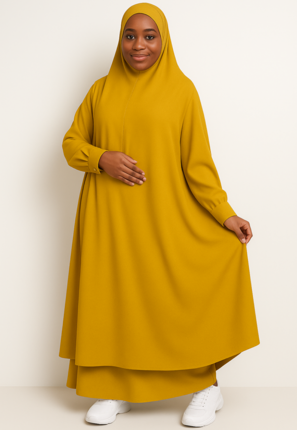 jilbab 2 pièces moutarde