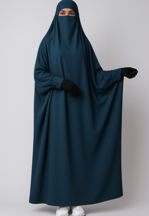 jilbab 1 pièce bleu canard